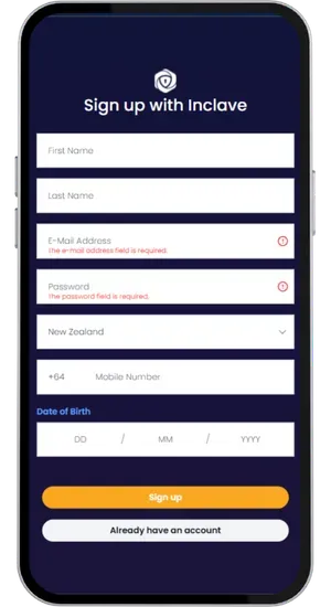 Creating a casino account by entering personal details, setting a password and clicking the email verification link