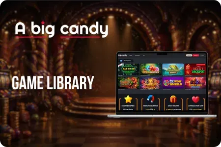 A Big Candy Casino games lobby with 200+ RTG titles